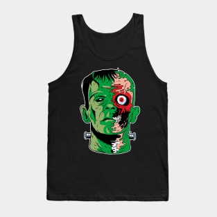 Green Zombie Undead Frankenstein Monster Comic Book Style Tank Top